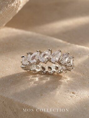 MOS COLLECTION Marquise Crystal Eternity Ring Size 8 💍